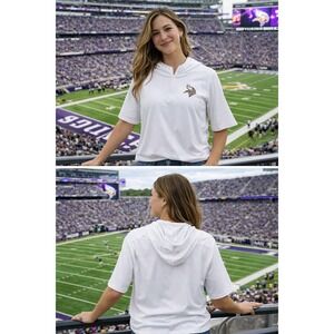 Women's  XXXL Minnesota Vikings 1/4 Zip White Hoodie